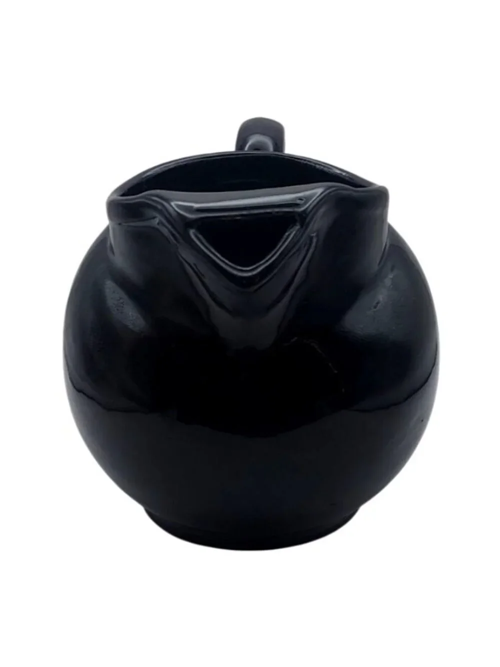 Beauceware Pottery Tilted Black Ball Pitcher Canada Vintage MCM Farmhouse